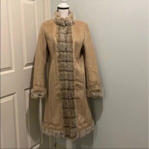Weatherproof Beige Teddy Coat with Faux Fur Accents